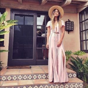 Privacy Please Pink Striped Maxi Dress